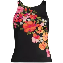 Women's Tugless High Neck Strappy Back Tankini Swimsuit Top