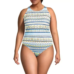 Women's Tugless High Neck Strappy Back Tankini Swimsuit Top
