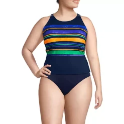 Women's Tugless High Neck Strappy Back Tankini Swimsuit Top
