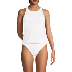 Women's Tugless High Neck Strappy Back Tankini Swimsuit Top