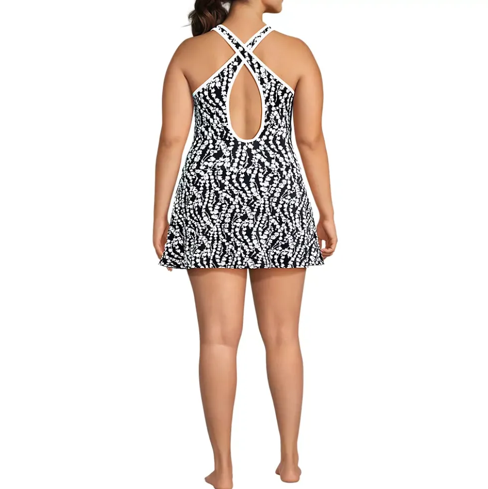 Women's Tugless High Neck Swim Dress Swimsuit