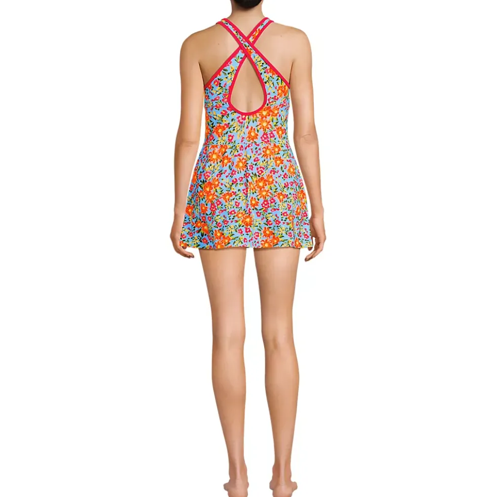 Women's Tugless High Neck Swim Dress Swimsuit