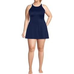 Women's Tugless High Neck Swim Dress Swimsuit