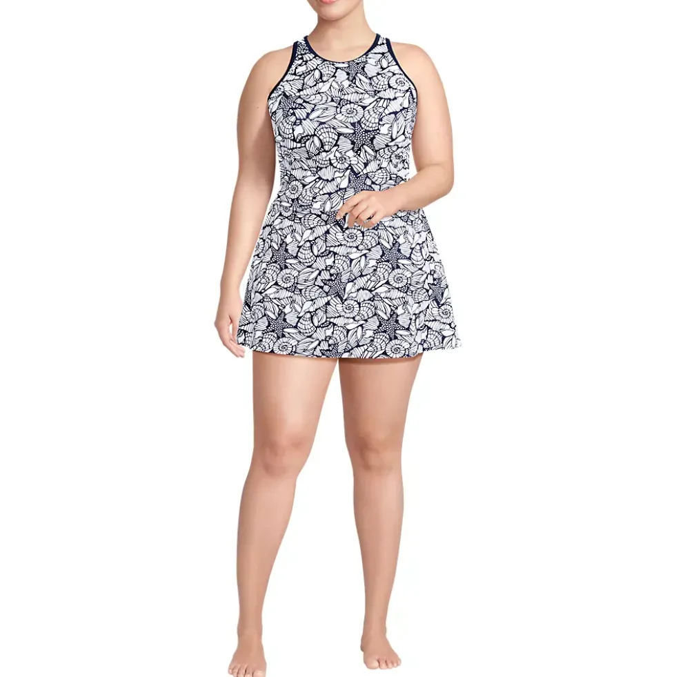 Women's Tugless High Neck Swim Dress Swimsuit