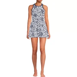 Women's Tugless High Neck Swim Dress Swimsuit