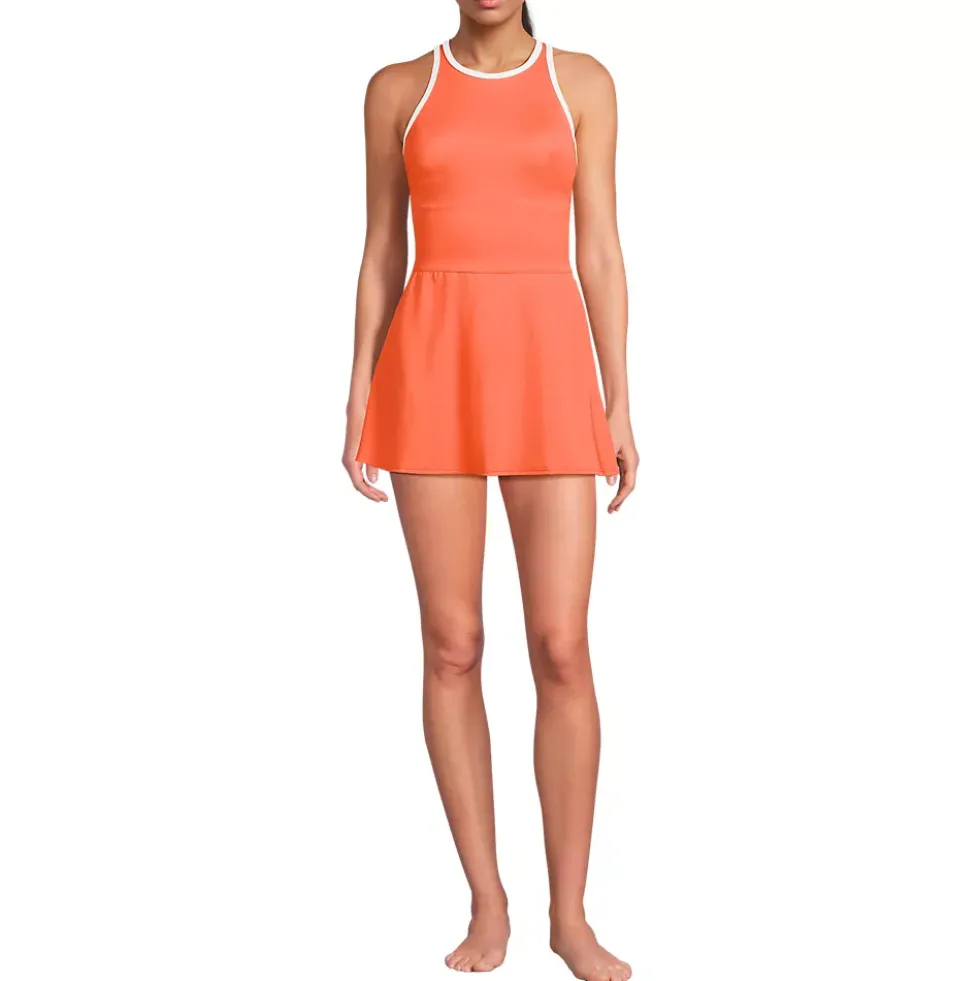 Women's Tugless High Neck Swim Dress Swimsuit