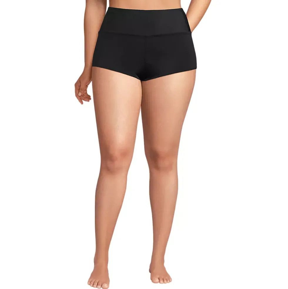 Women's Tugless High Waisted Swim Boy Shorts