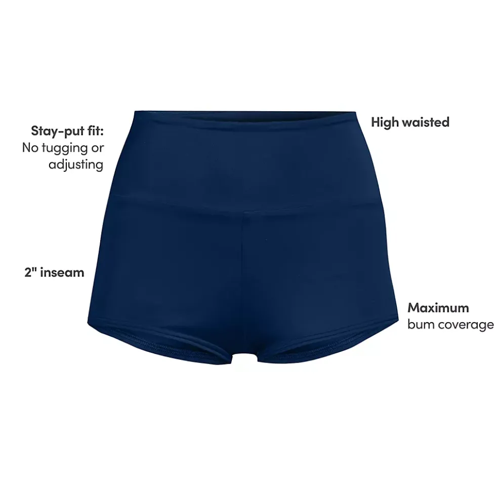 Women's Tugless High Waisted Swim Boy Shorts