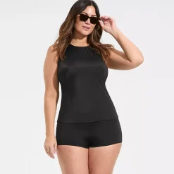 Women's Tugless High Waisted Swim Boy Shorts