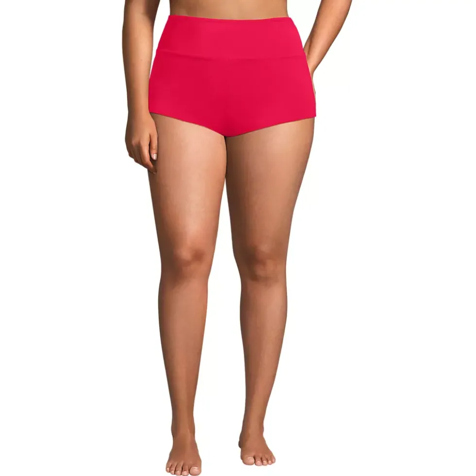 Women's Tugless High Waisted Swim Boy Shorts