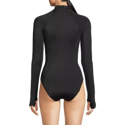 Women's Tugless Long Sleeve Rash Guard One Piece Swimsuit