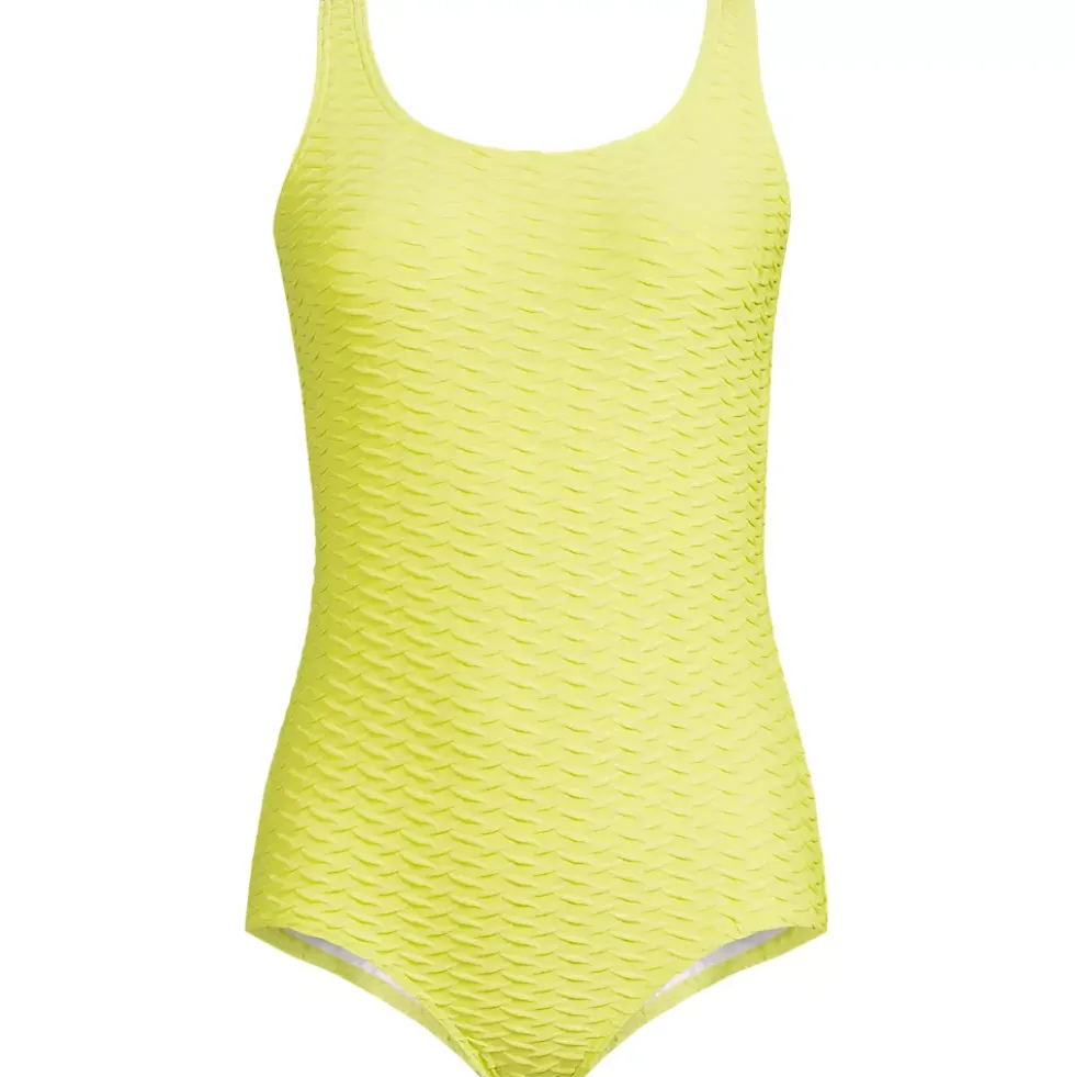 Women's Tugless Low Leg Textured One Piece Swimsuit