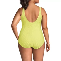 Women's Tugless Low Leg Textured One Piece Swimsuit