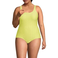 Women's Tugless Low Leg Textured One Piece Swimsuit