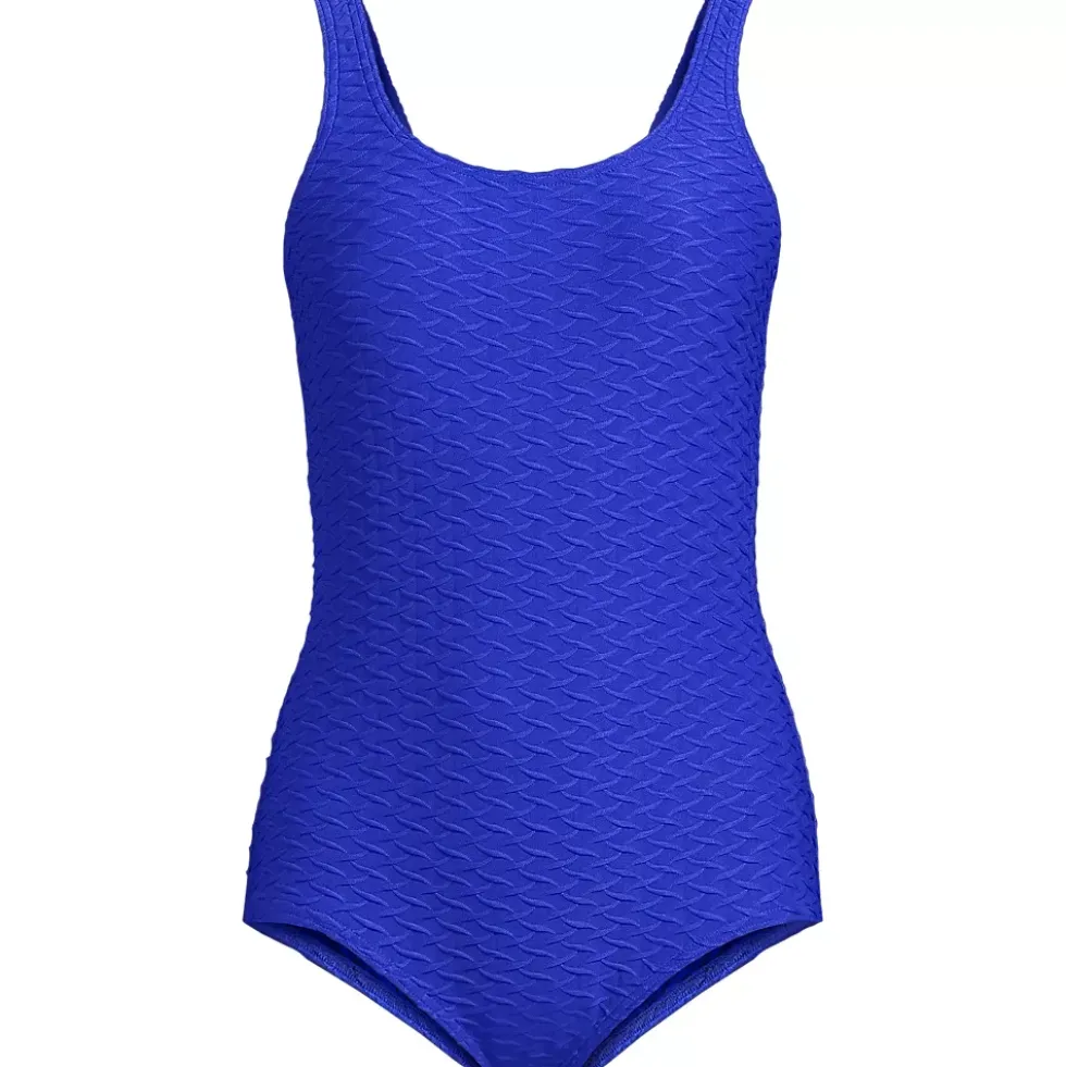 Women's Tugless Low Leg Textured One Piece Swimsuit