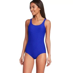 Women's Tugless Low Leg Textured One Piece Swimsuit