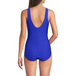 Women's Tugless Low Leg Textured One Piece Swimsuit