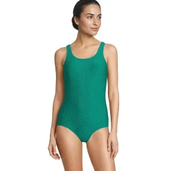 Women's Tugless Low Leg Textured One Piece Swimsuit