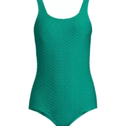 Women's Tugless Low Leg Textured One Piece Swimsuit