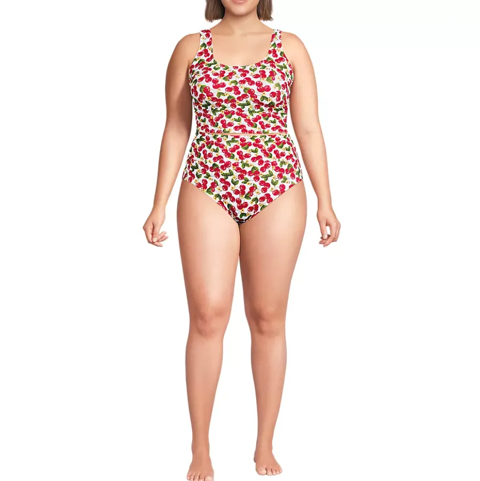 Women's Tugless Midkini Top and High Waisted Bottom Swimsuit Set