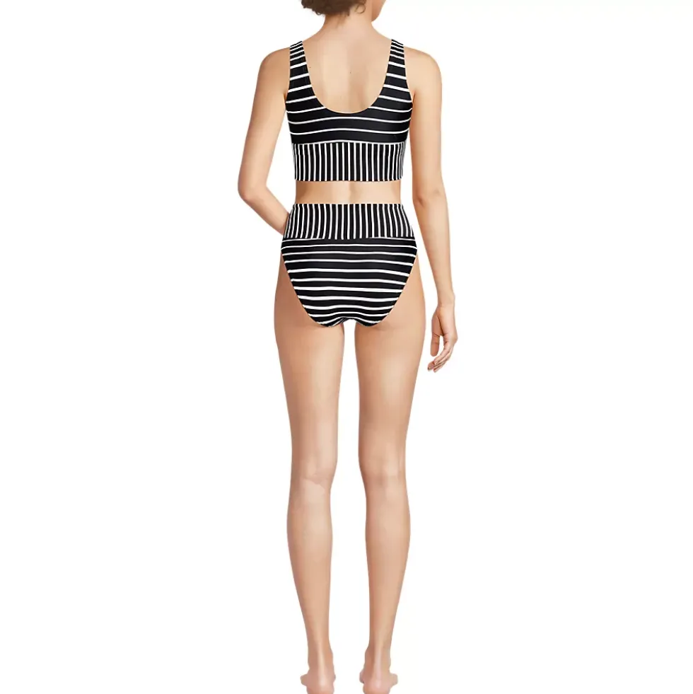 Women's Tugless Midkini Top and High Waisted Bottom Swimsuit Set