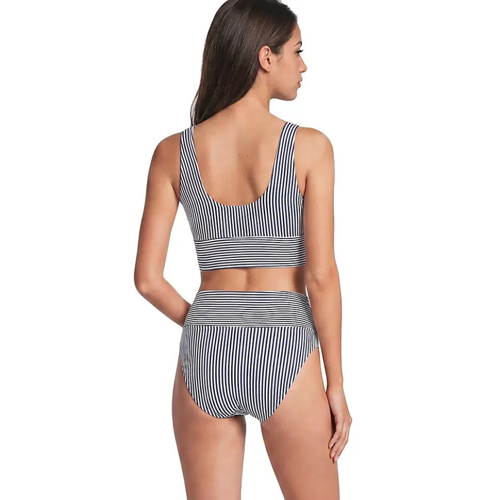 Women's Tugless Midkini Top and High Waisted Bottom Swimsuit Set