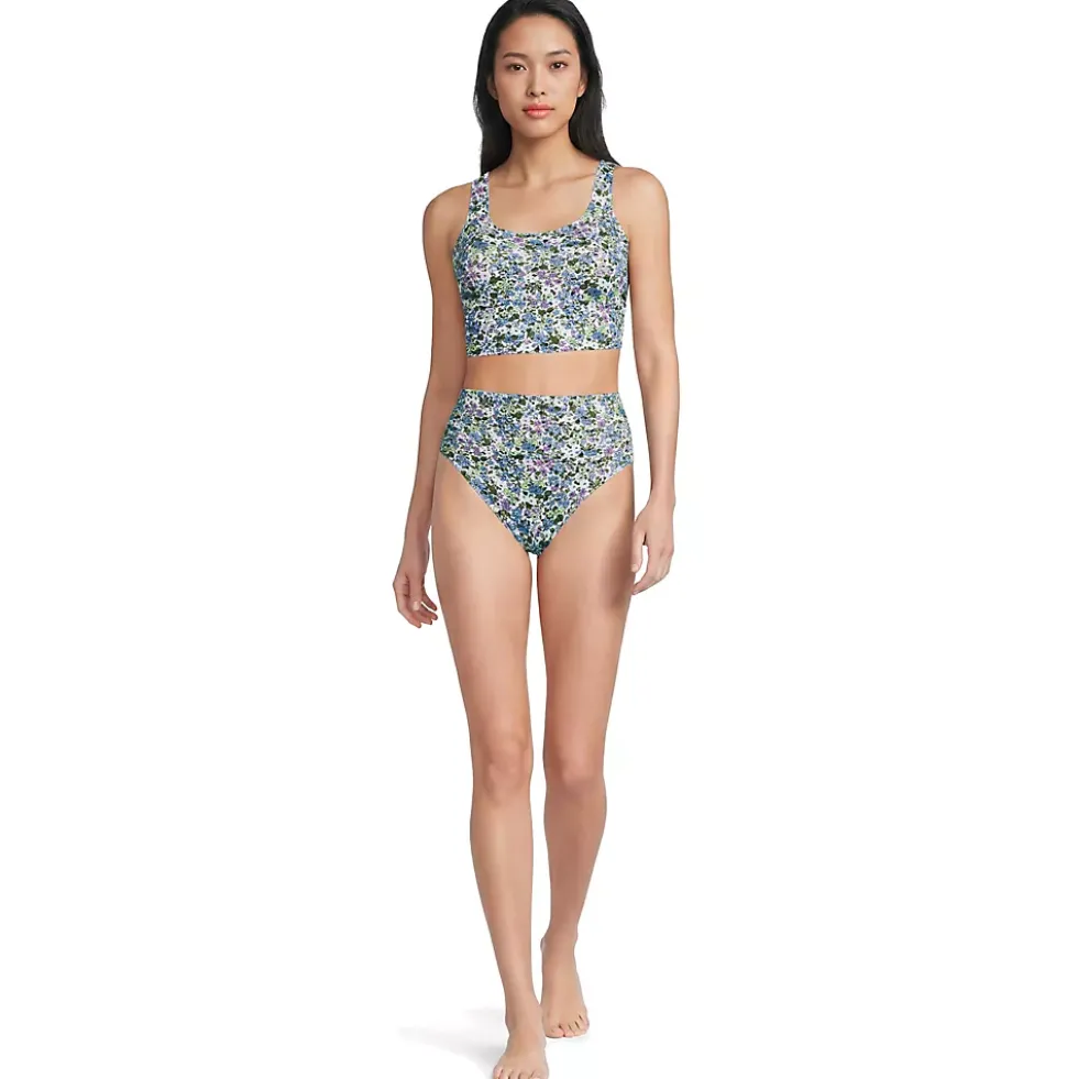 Women's Tugless Midkini Top and High Waisted Bottom Swimsuit Set