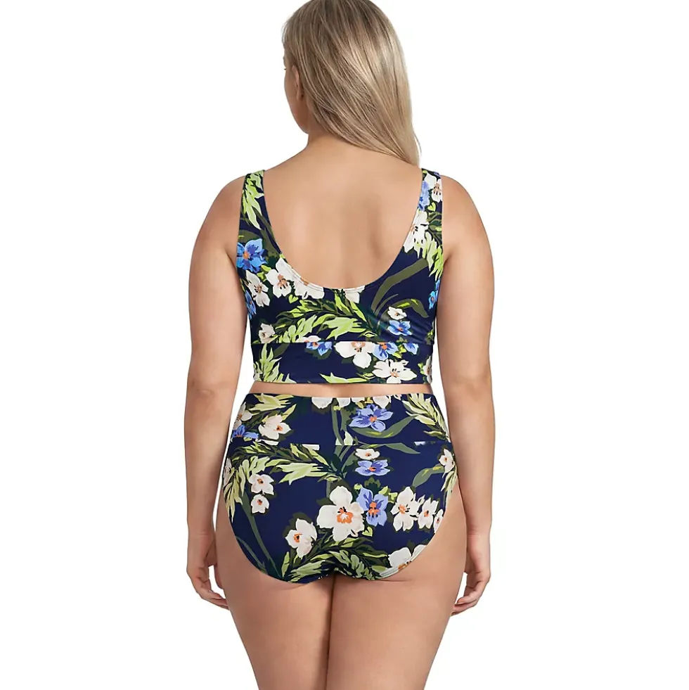 Women's Tugless Midkini Top and High Waisted Bottom Swimsuit Set
