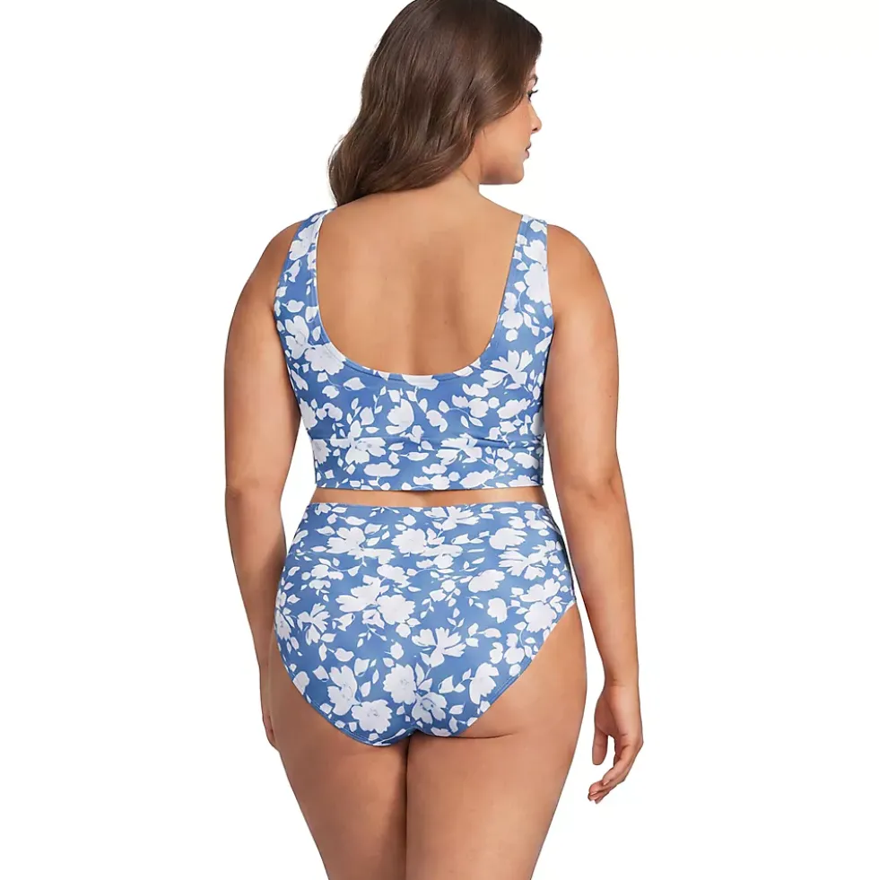 Women's Tugless Midkini Top and High Waisted Bottom Swimsuit Set