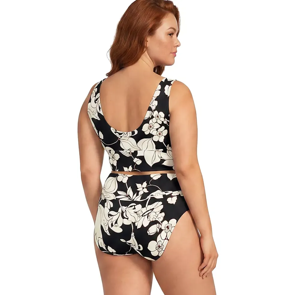 Women's Tugless Midkini Top and High Waisted Bottom Swimsuit Set