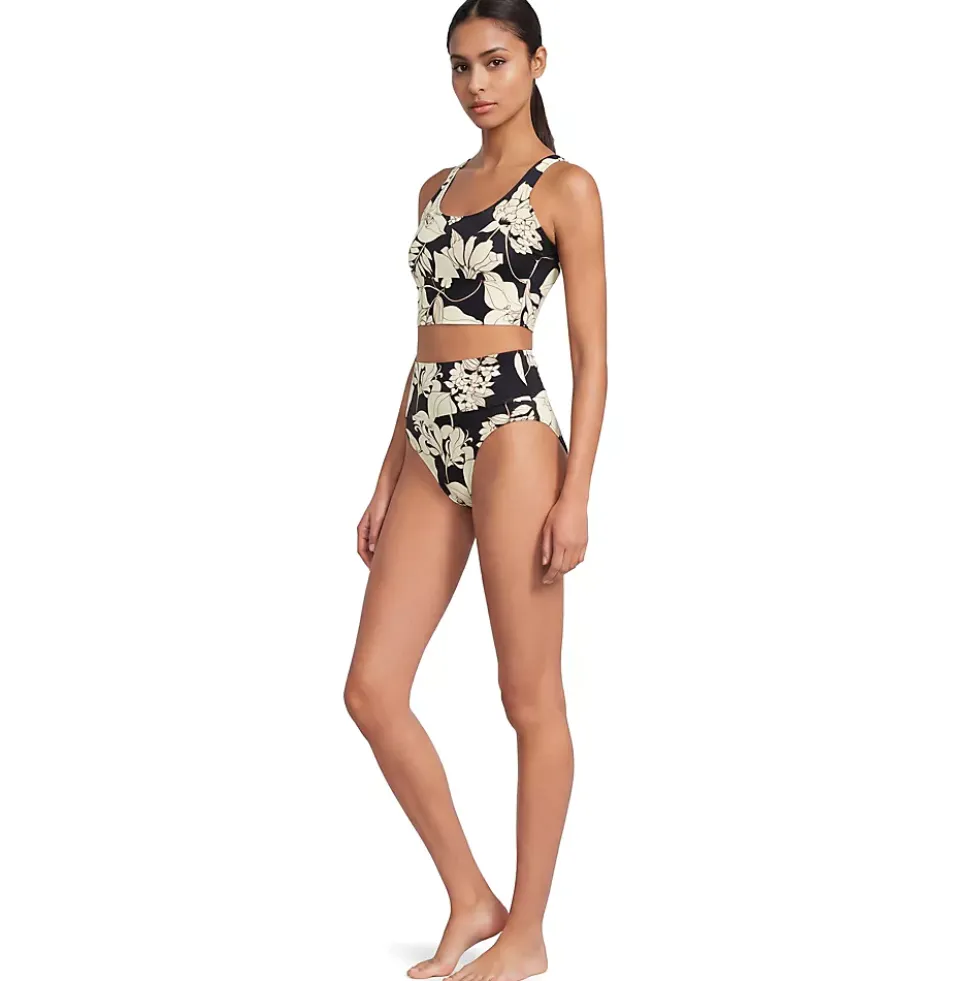 Women's Tugless Midkini Top and High Waisted Bottom Swimsuit Set