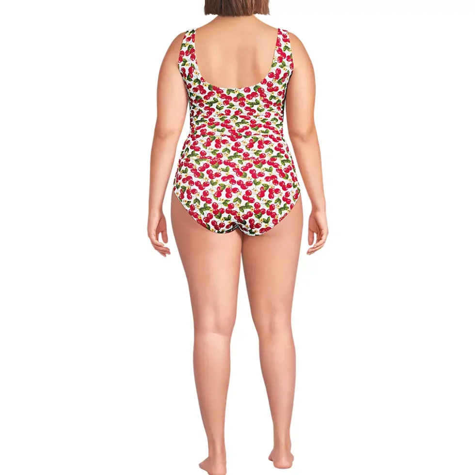 Women's Tugless Midkini Top and High Waisted Bottom Swimsuit Set