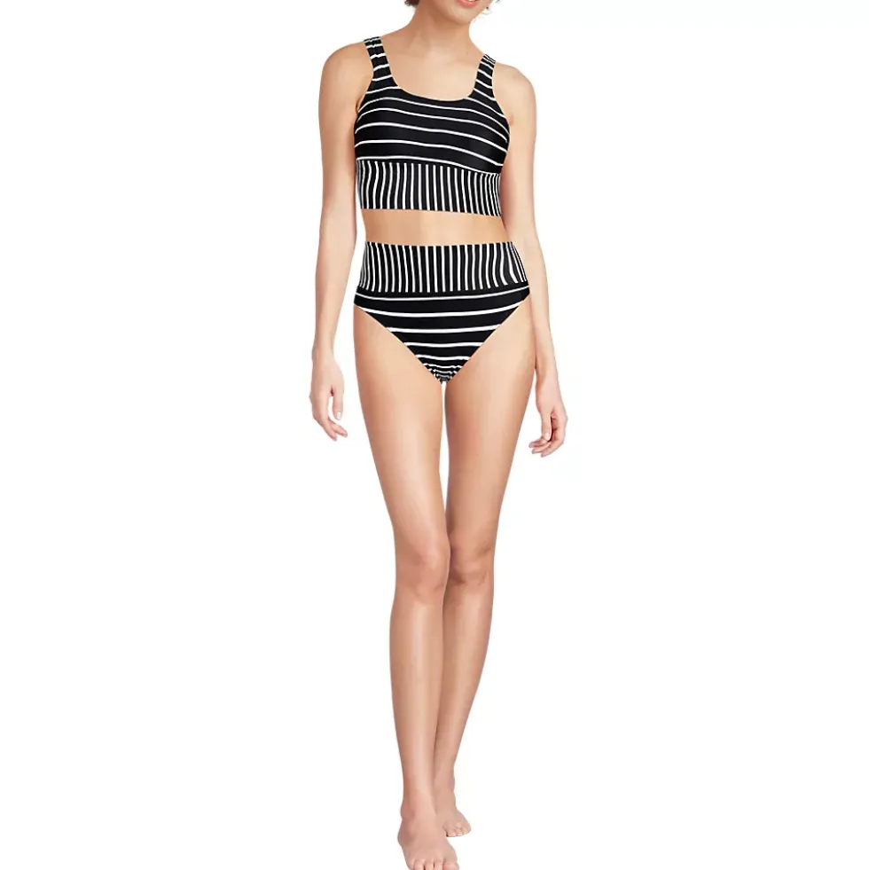 Women's Tugless Midkini Top and High Waisted Bottom Swimsuit Set