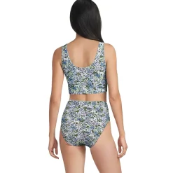 Women's Tugless Midkini Top and High Waisted Bottom Swimsuit Set