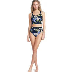 Women's Tugless Midkini Top and High Waisted Bottom Swimsuit Set