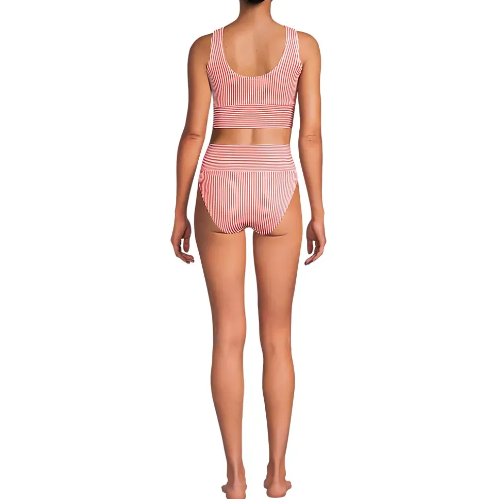 Women's Tugless Midkini Top and High Waisted Bottom Swimsuit Set