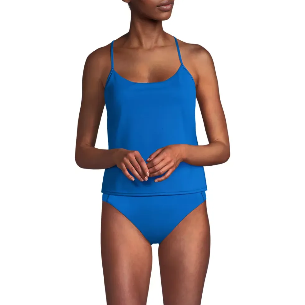 Women's Tugless QuickDry Adjustable Strappy Back Tankini Top