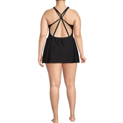 Womens Tugless QuickDry Strappy Back Mini Swim Dress