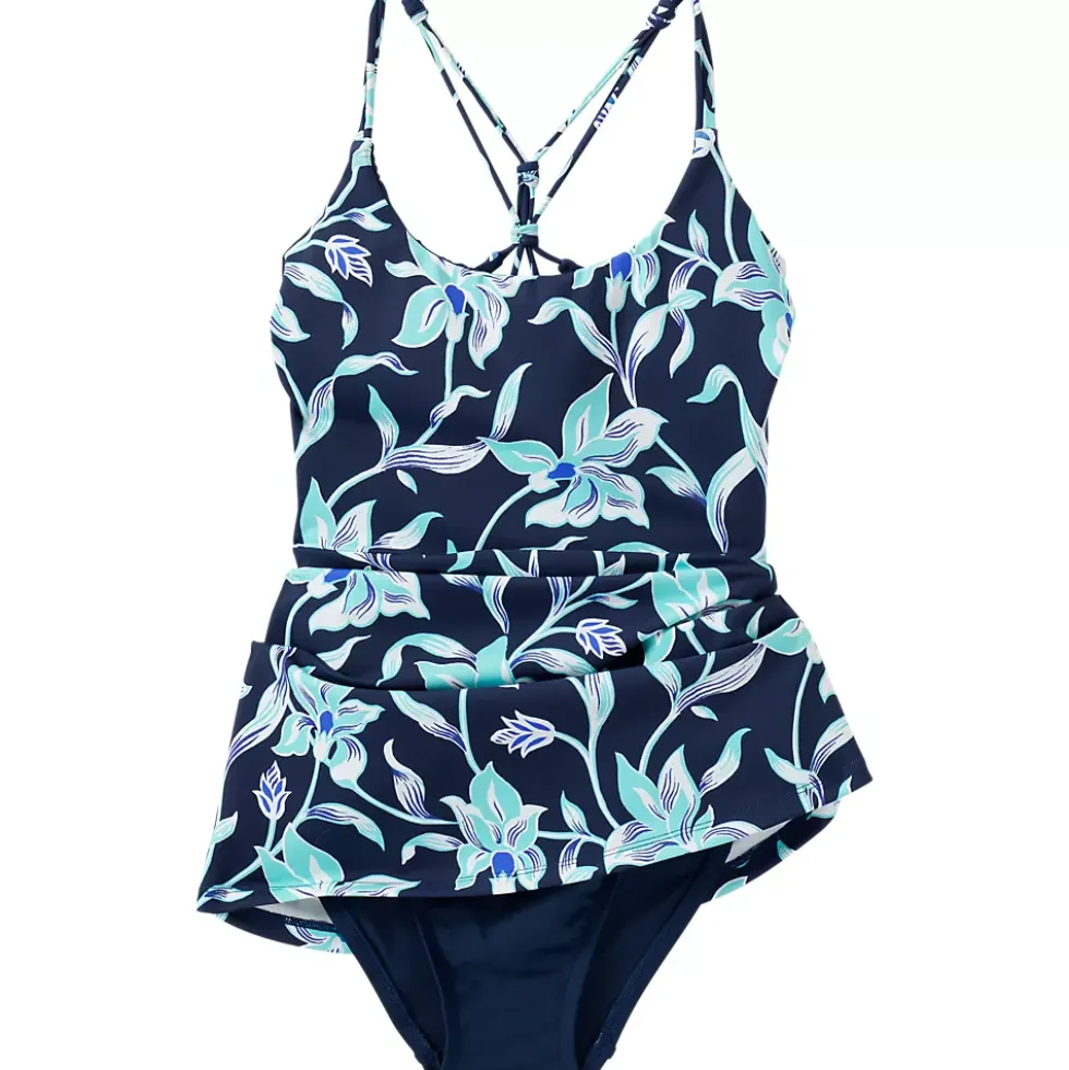 Womens Tugless QuickDry Strappy Back Mini Swim Dress