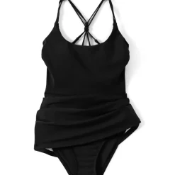 Womens Tugless QuickDry Strappy Back Mini Swim Dress