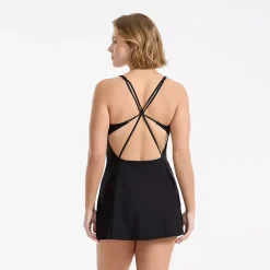 Womens Tugless QuickDry Strappy Back Mini Swim Dress