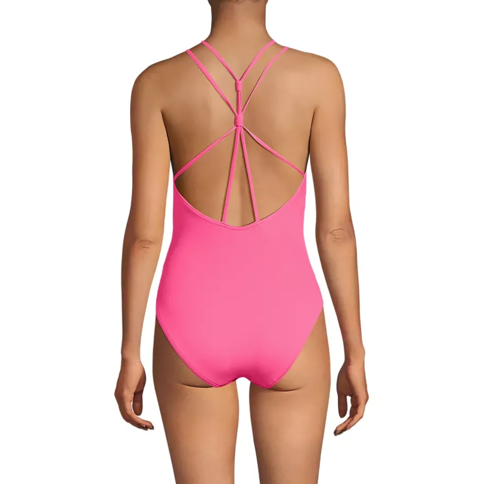Women's Tugless QuickDry Strappy Back High Leg One Piece