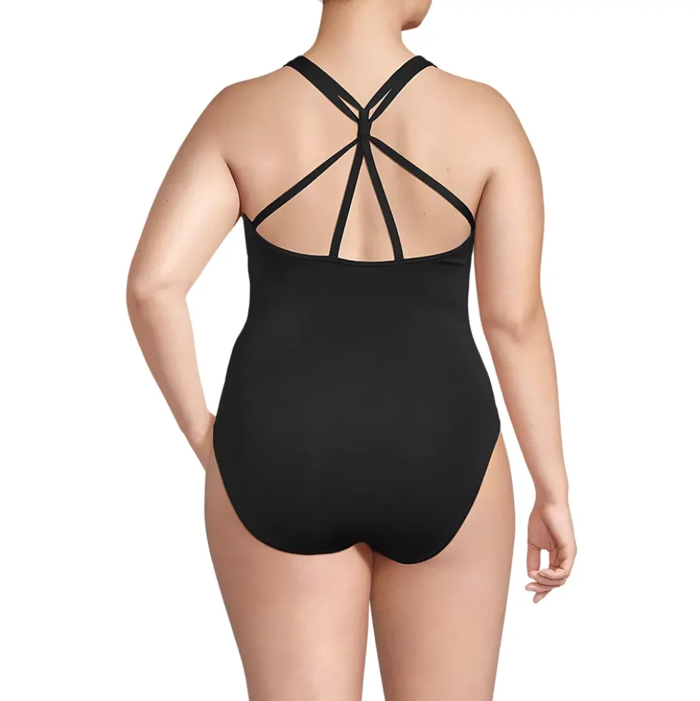 Women's Tugless QuickDry Strappy Back High Leg One Piece