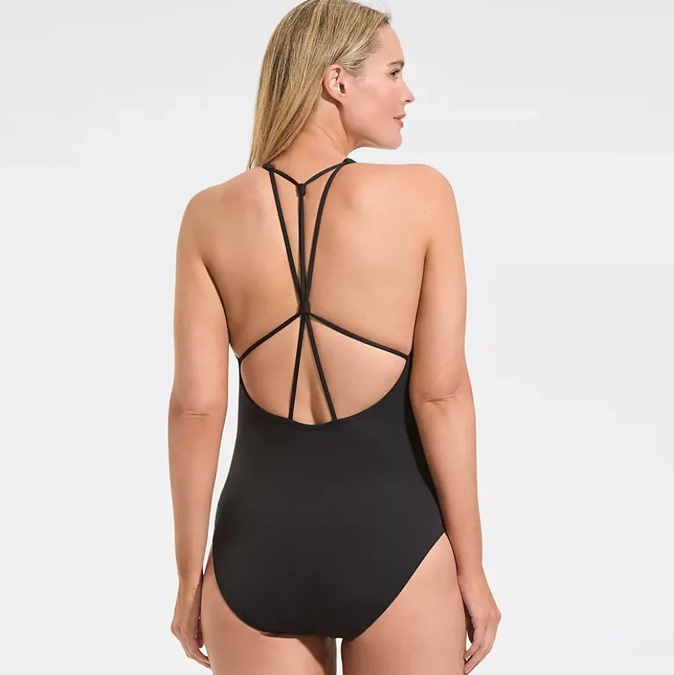 Women's Tugless QuickDry Strappy Back High Leg One Piece
