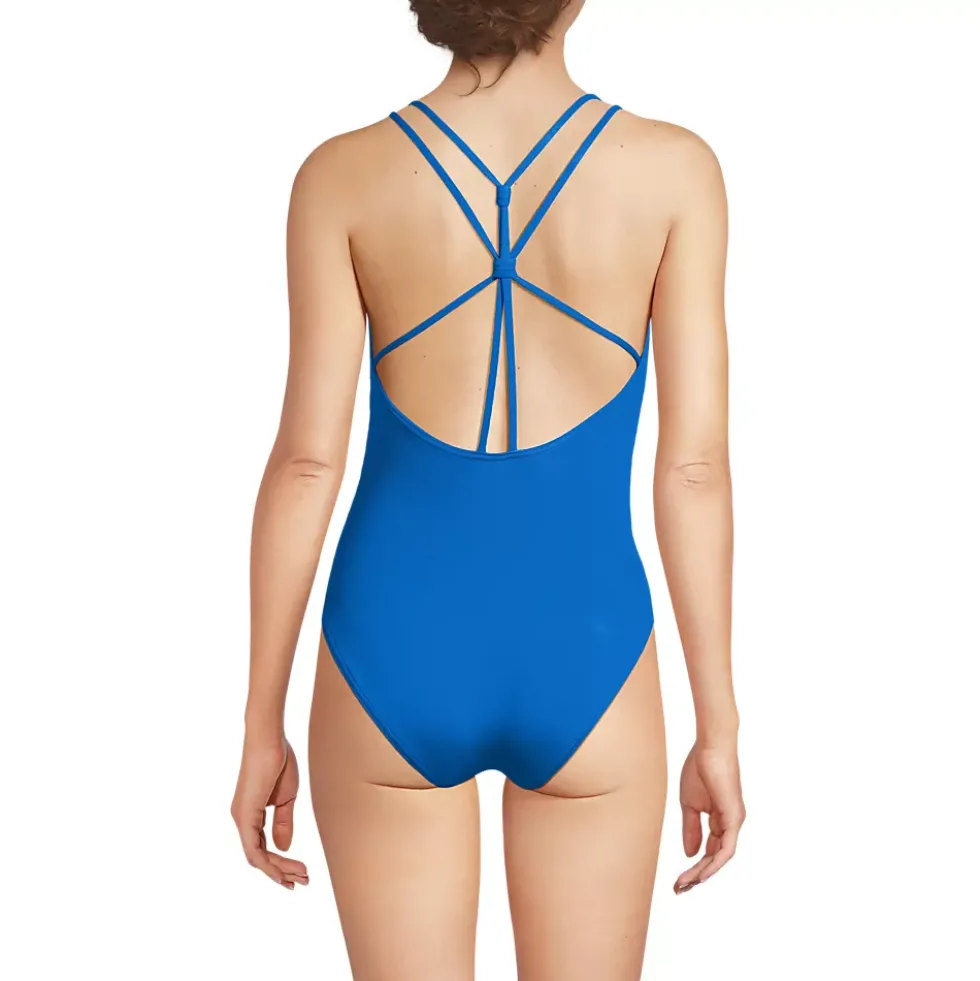 Women's Tugless QuickDry Strappy Back High Leg One Piece