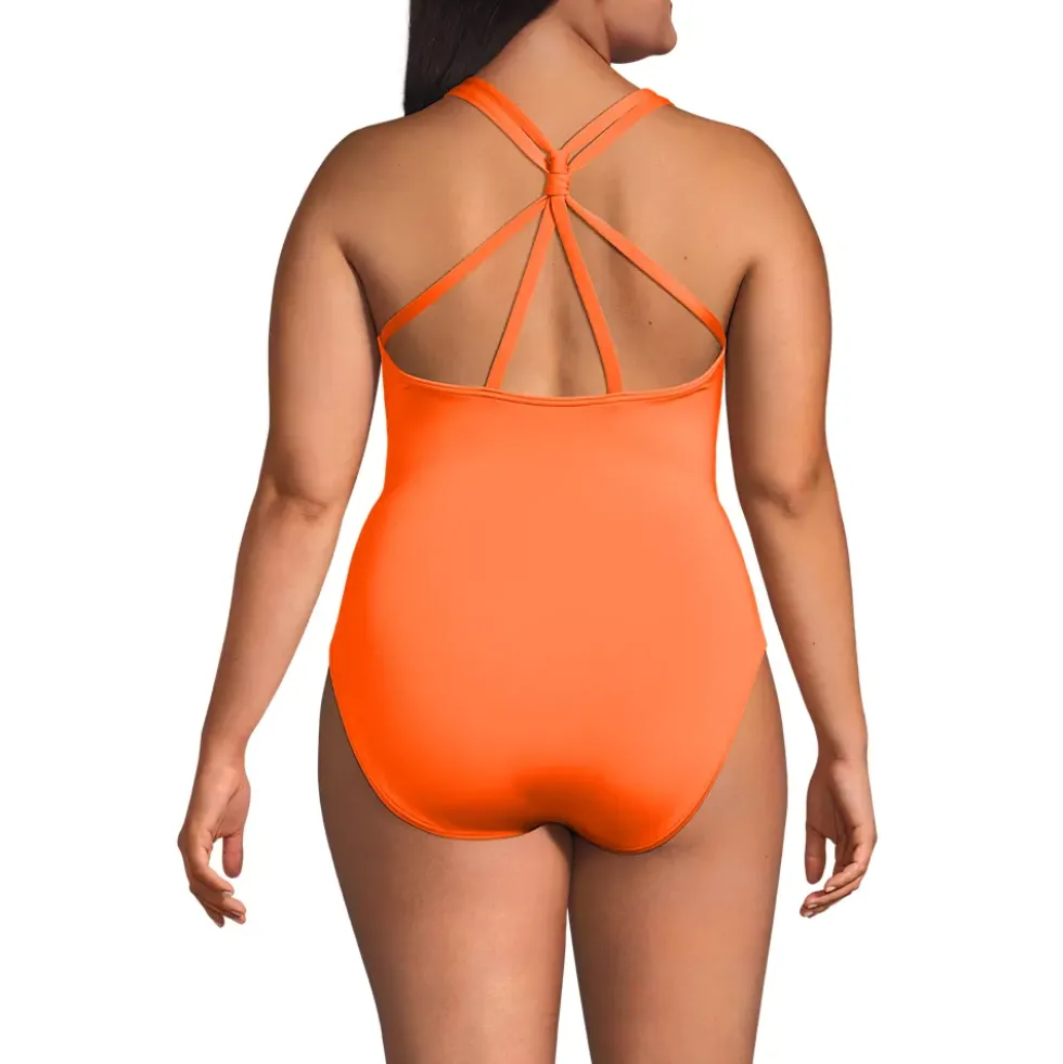 Women's Tugless QuickDry Strappy Back High Leg One Piece