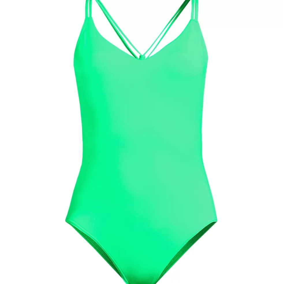 Women's Tugless QuickDry Strappy Back High Leg One Piece