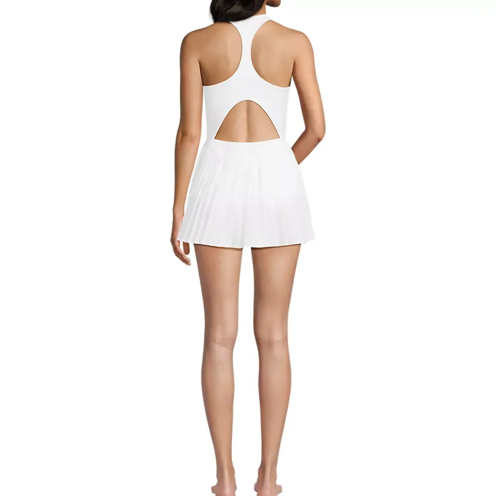Women's Tugless Racerback Pleated Swim Dress