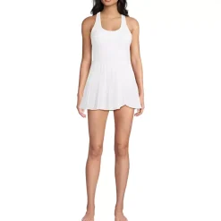 Women's Tugless Racerback Pleated Swim Dress