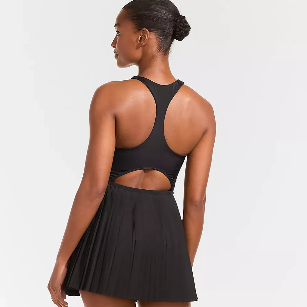 Women's Tugless Racerback Pleated Swim Dress